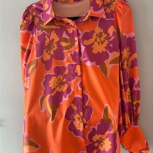 Floral Orange and Purple Women's Top